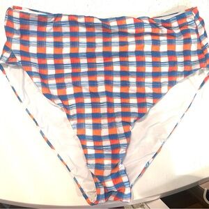 Anthropologie Maeve Blue and Orange Plaid Bikini Bottoms